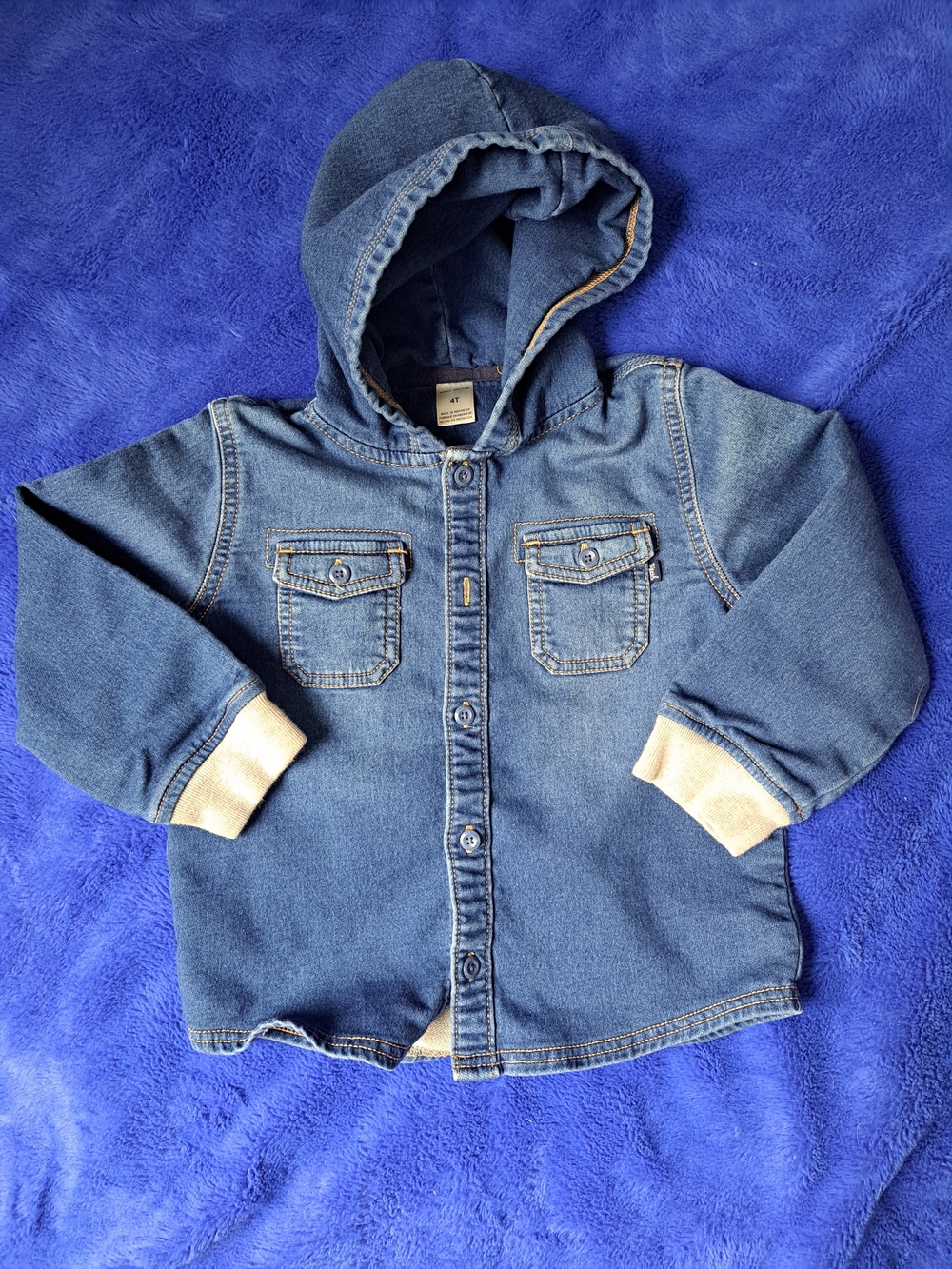 OshKosh B'gosh Blue Hooded Denim Jacket with Cream Cuffs
